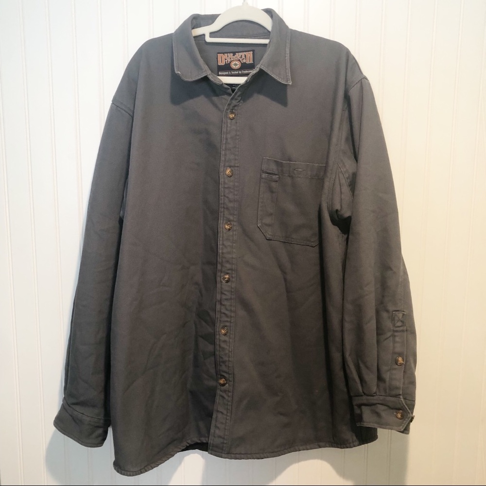 Duluth Trading Co. Grey Canvas Jacket Fleece Lining